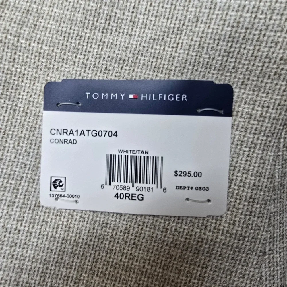 Tommy Hilfiger Conrad Sport Coat Mens 40R White Tan Modern Fit Blazer‎ $295 NEW